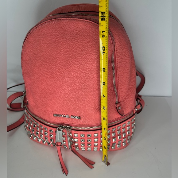 Michael Kors Rhea Backpack Studded Leather Coral Pink Grapefruit 30S5SEZB5L - Picture 10 of 16